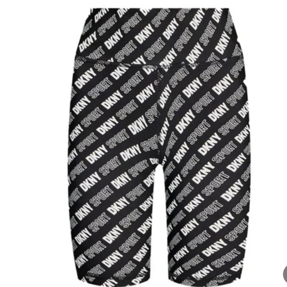 DKNY Sport Womens Logo Print High Waist Active Yoga Bike Shorts - Picture 5 of 16